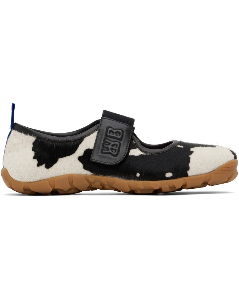 Wales Bonner Black & Off-White Mary Jane Flat Sneakers 101n