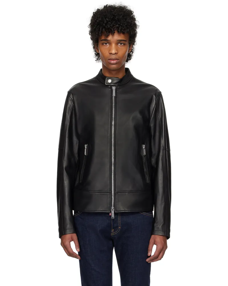 Dsquared2 Black Biker Leather Jacket 900