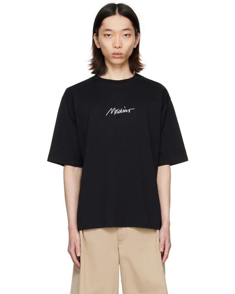 Moschino Black Embroidered T-Shirt A1555