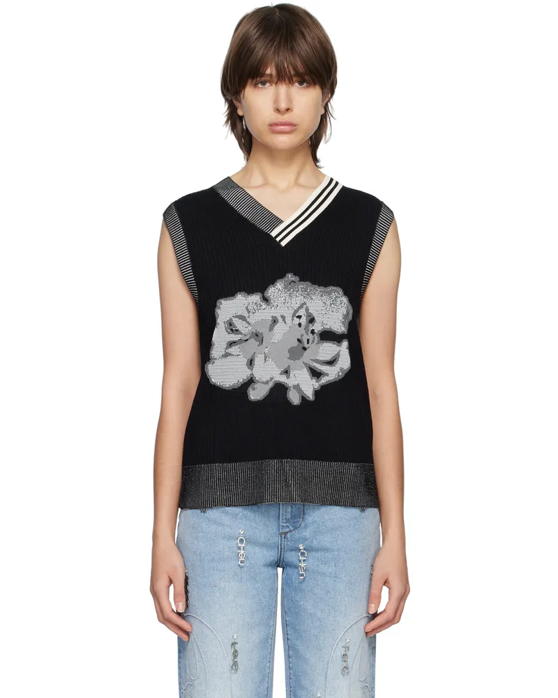 Feng Chen Wang Black Floral Vest Black