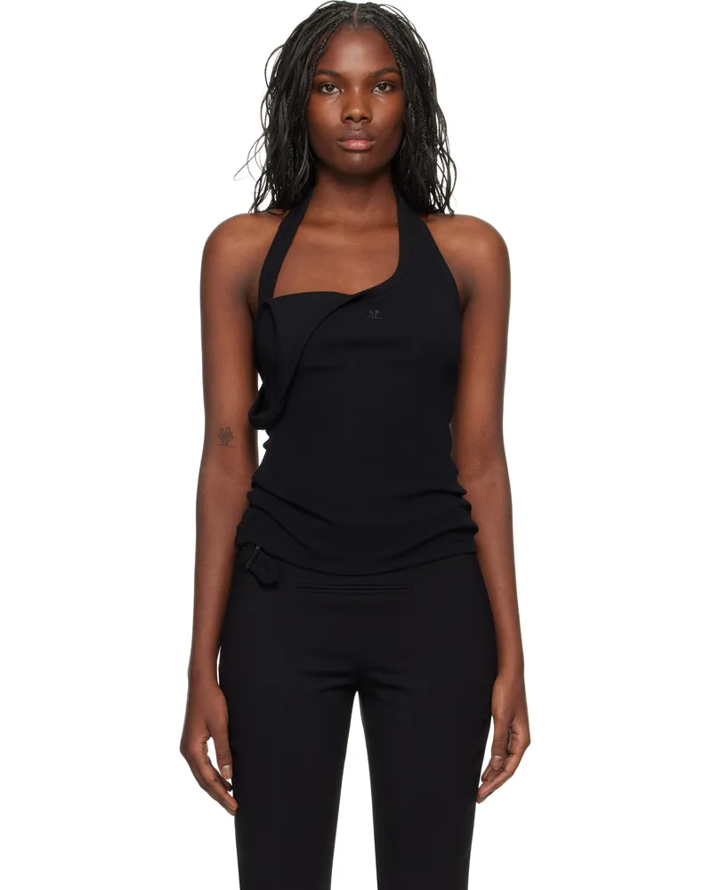 Courrèges Black Asymmetric Rib 90's Tank Top 9999
