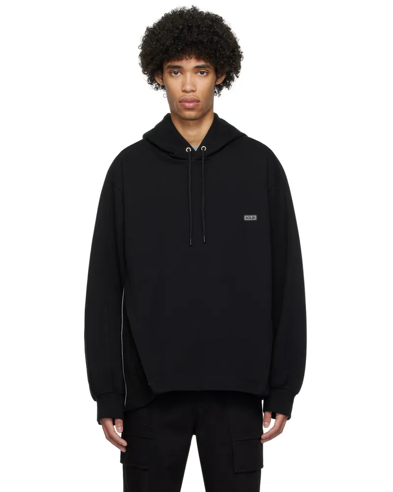 SOLID HOMME Black Expansion Panel Hoodie 702b