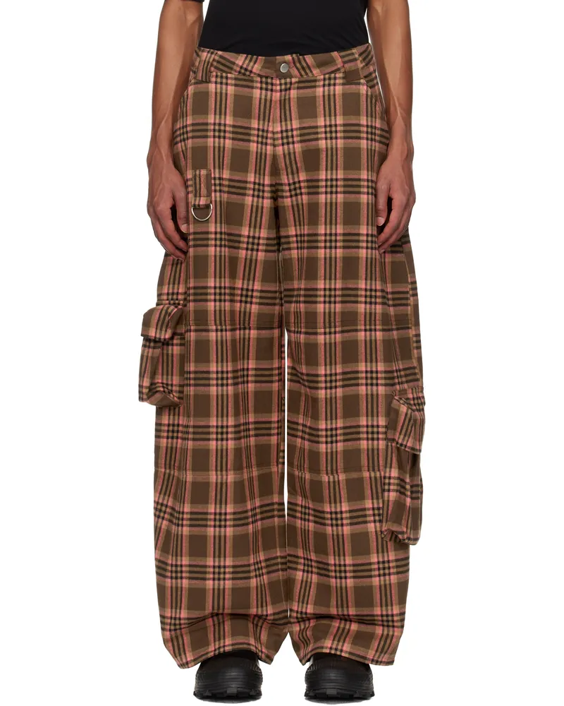 Collina Strada Pink & Brown Lawn Cargo Pants Pink