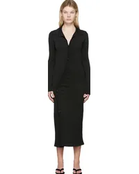 Olēnich Black Gathered Midi Dress Black