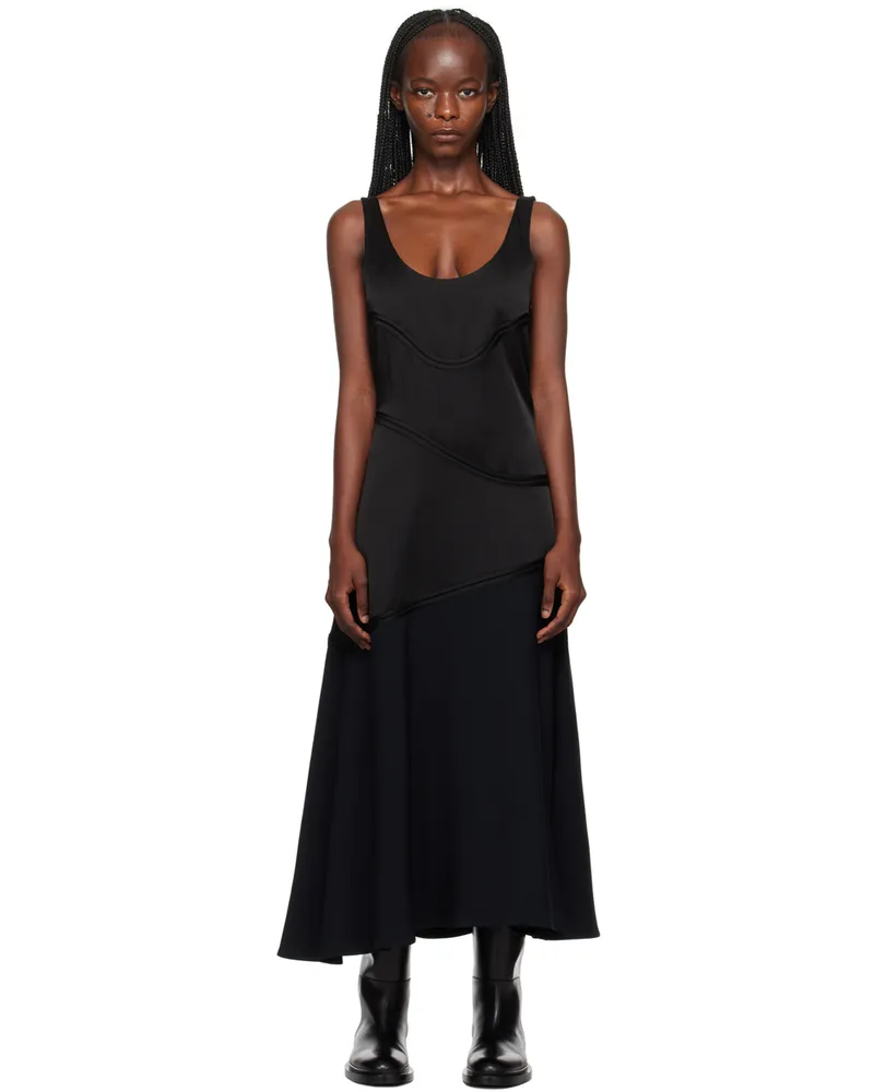 Jil Sander Black Paneled Midi Dress 001