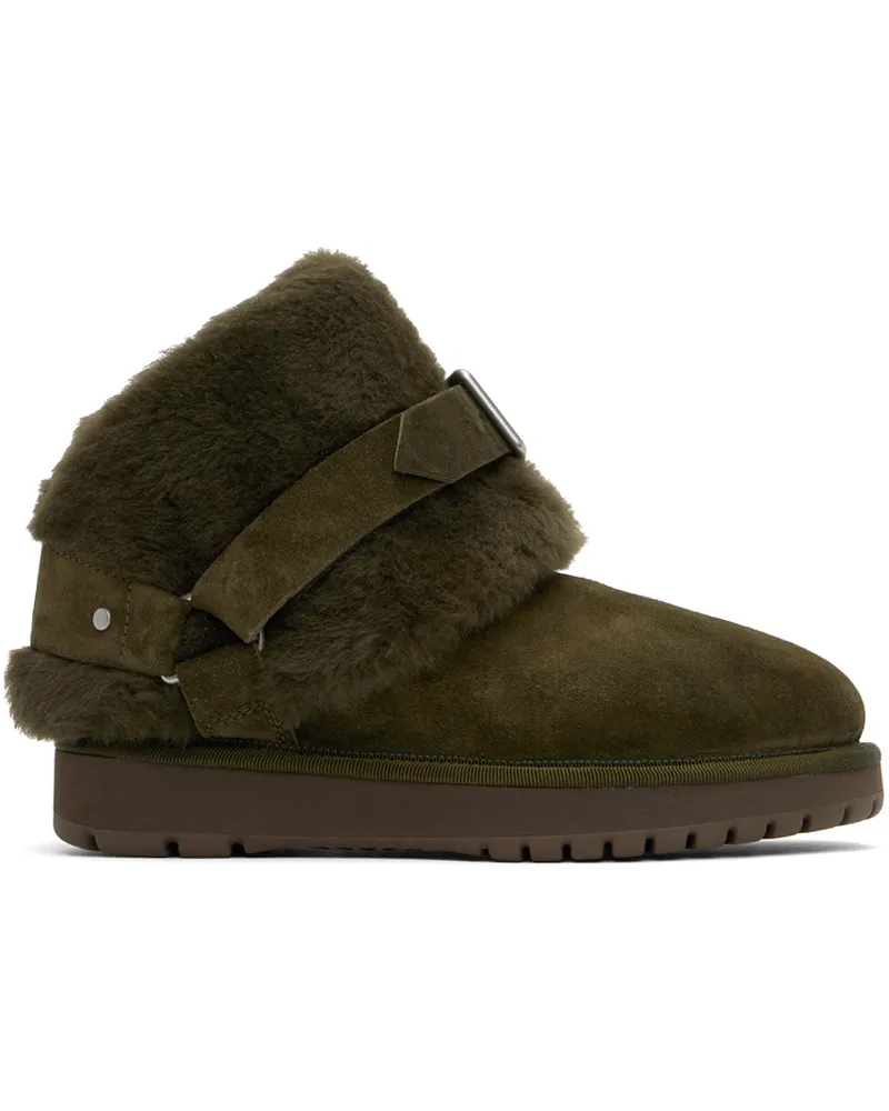 Burberry Green Suede & Shearling Chubby Boots Loch