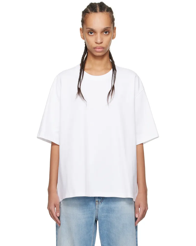 Ganni White Heavy Cotton Drop Shoulder Open Back T-shirt 151