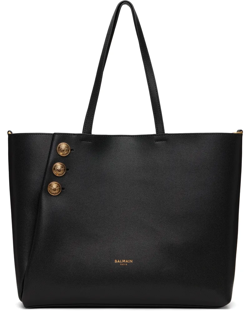 Balmain Black Emblème Leather Tote 0pa