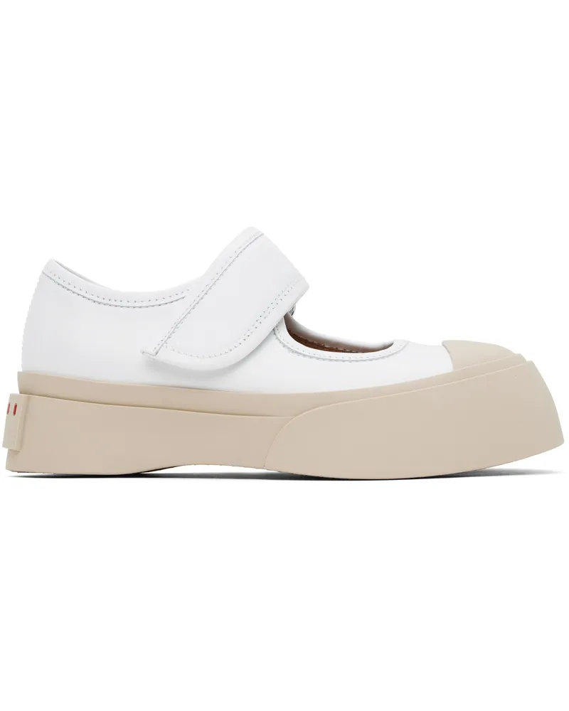 Marni White Pablo Mary Jane Ballerina Flats 00w01