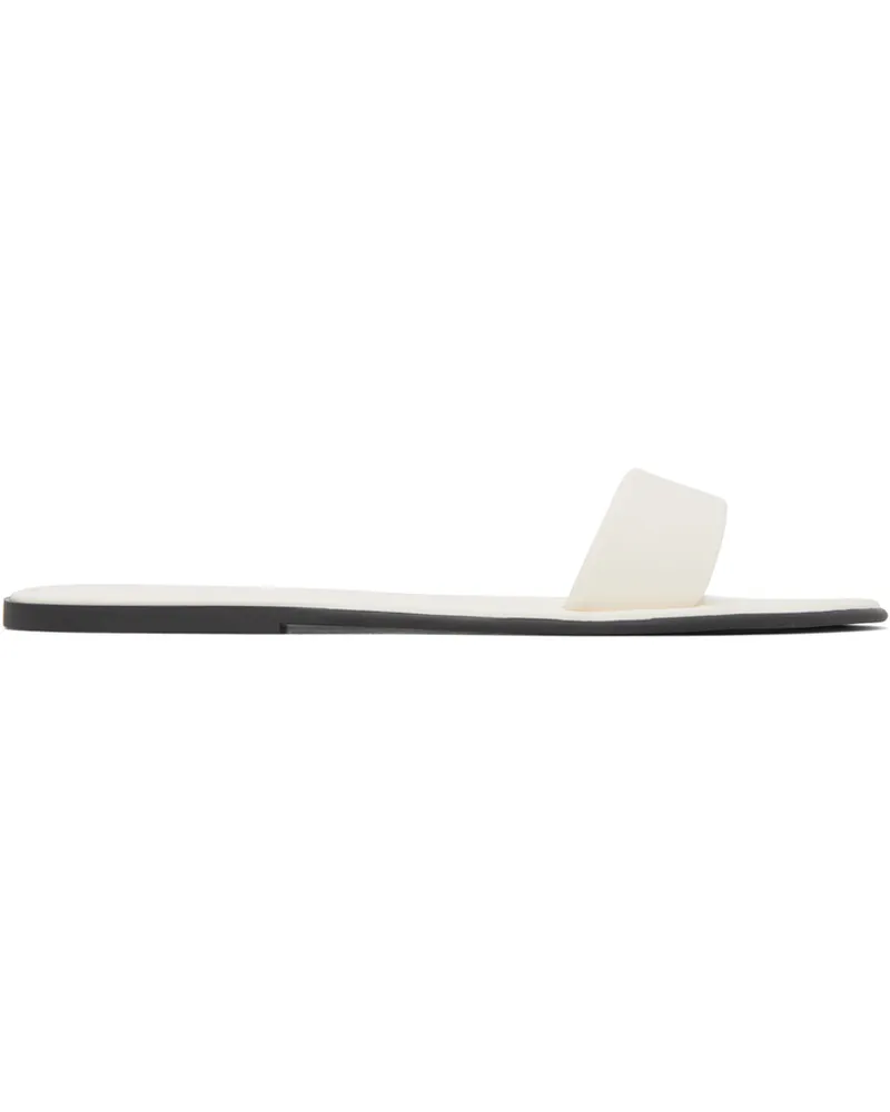 The Row Off-White Leather Beach Slides Ivory