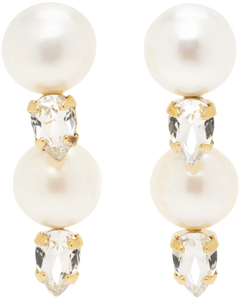 Simone Rocha Gold Pearl Crystal Dagger Earrings Pearl