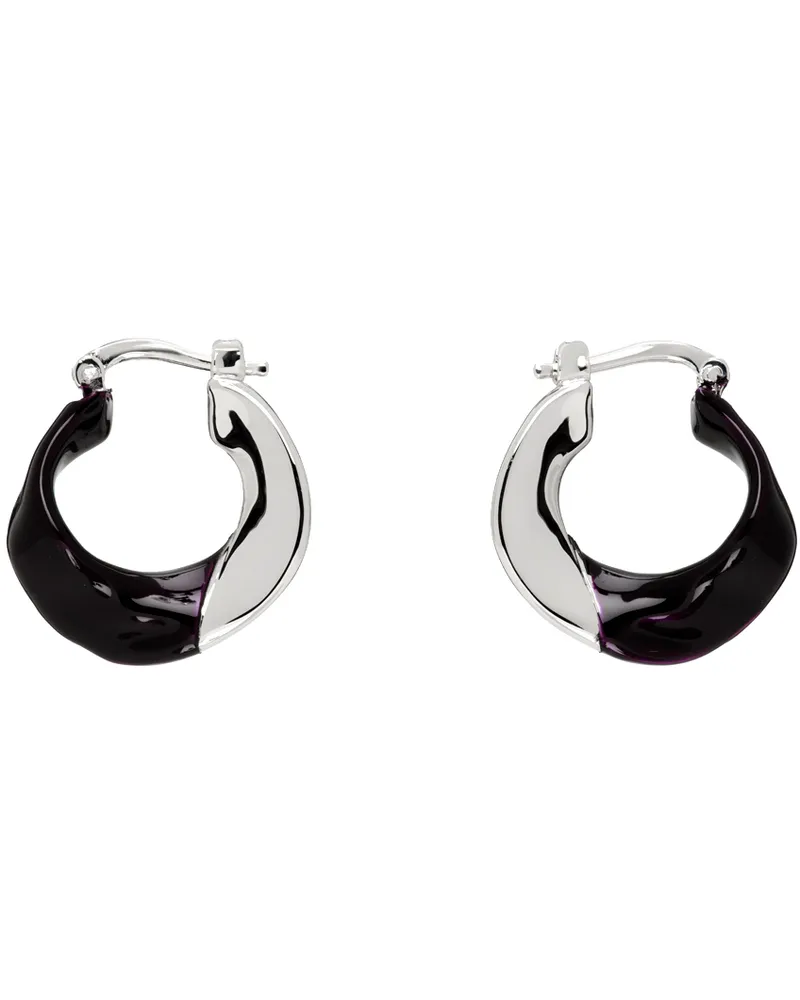 Jil Sander Brown & Silver Hoop Earrings Brown