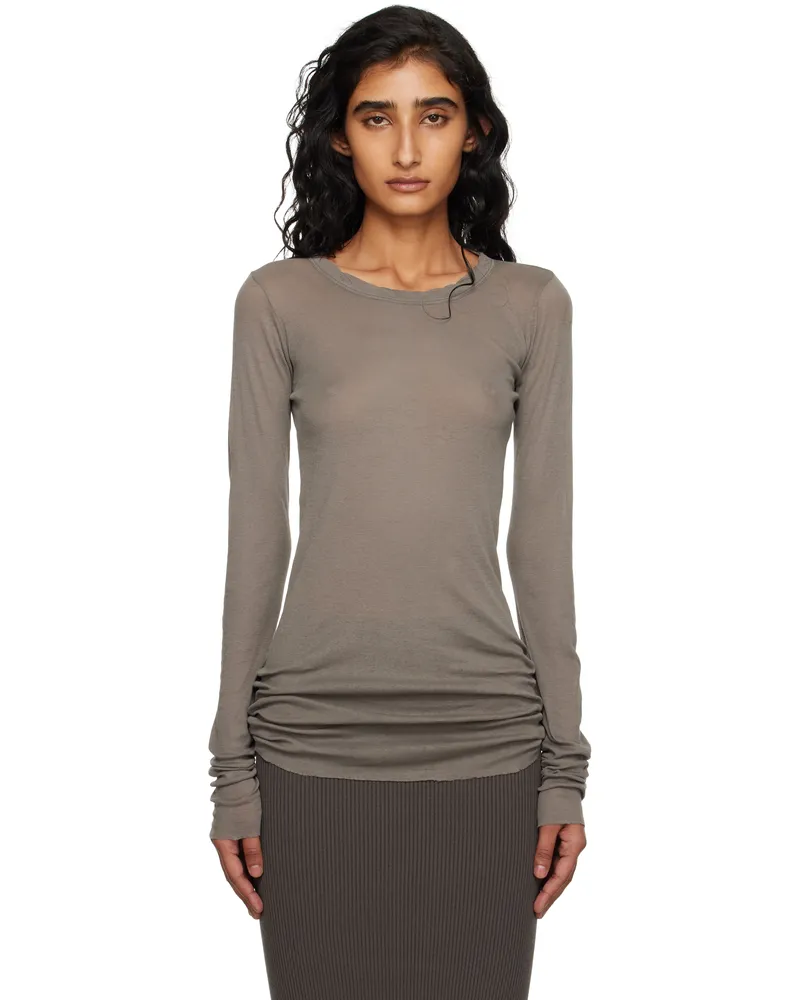 Rick Owens Gray Concordians Mini Rib LS T-shirt 34