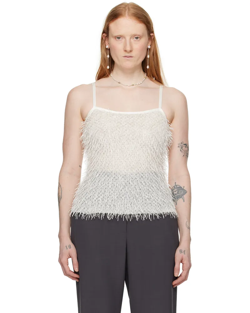 Elleme White Fluffy Tank Top White