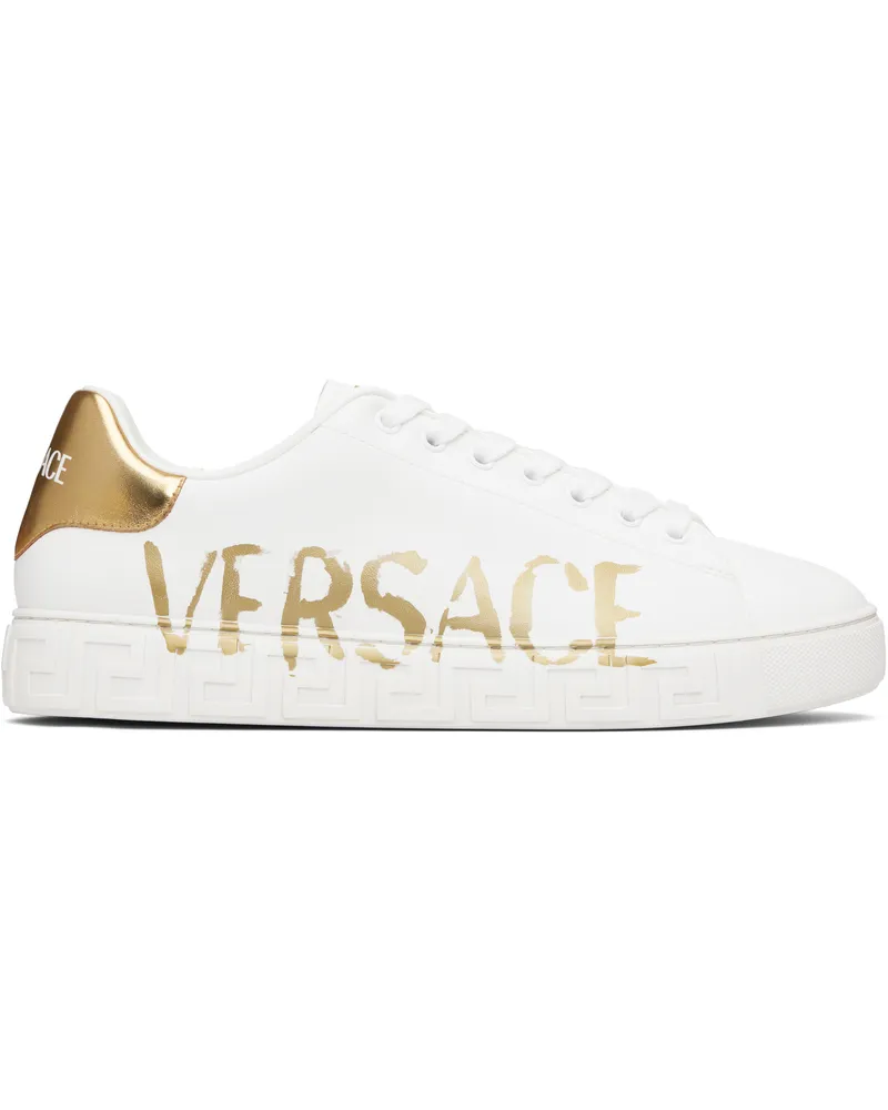 Versace White Logo Greca Sneakers 2w110-white+gold