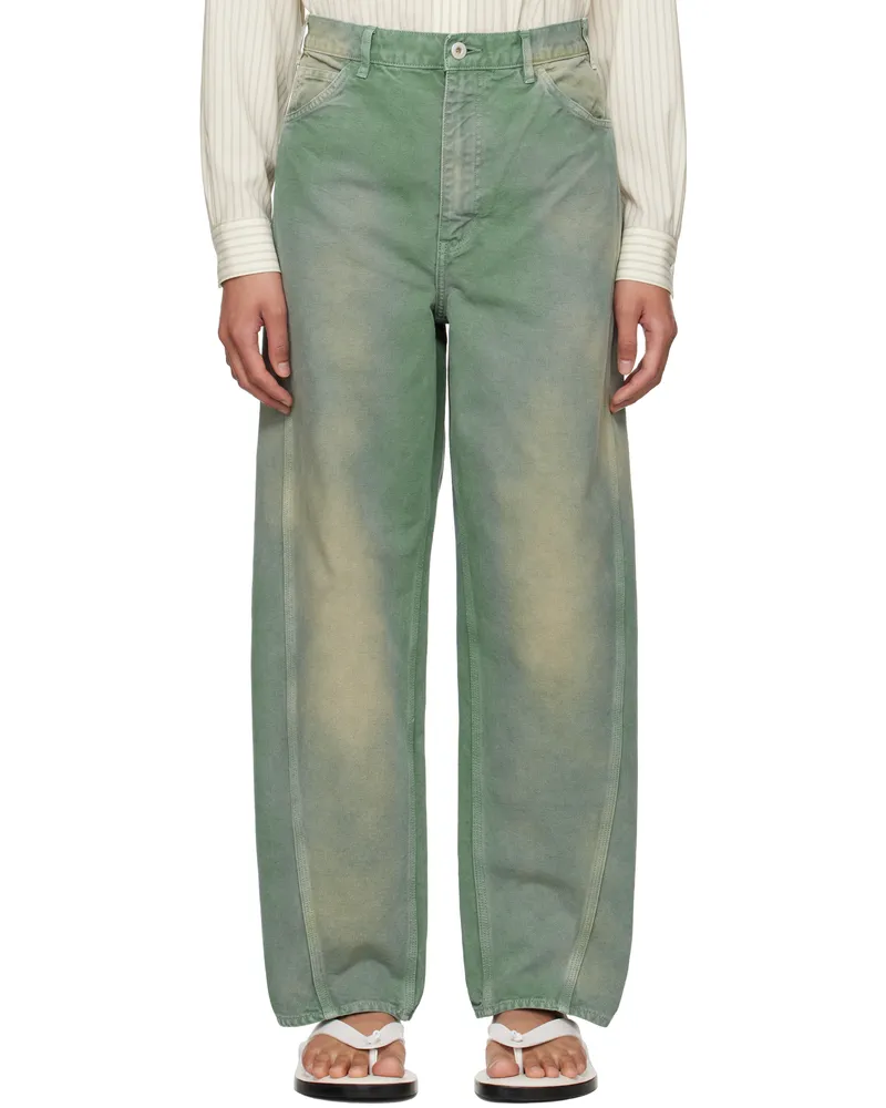 AURALEE Green Organic Cotton Duck Trousers Ash