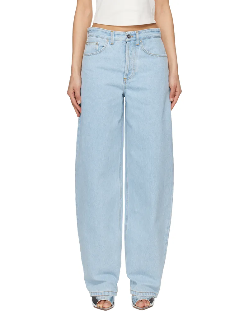 Thierry Mugler Blue Laced-Up Wide-Leg Jeans 6048