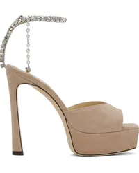 Jimmy Choo Beige Saeda 125 Heeled Sandals Ballet