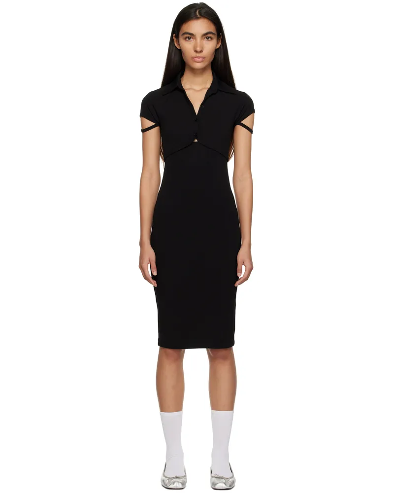 Helmut Lang Black Cutout Midi Dress Black