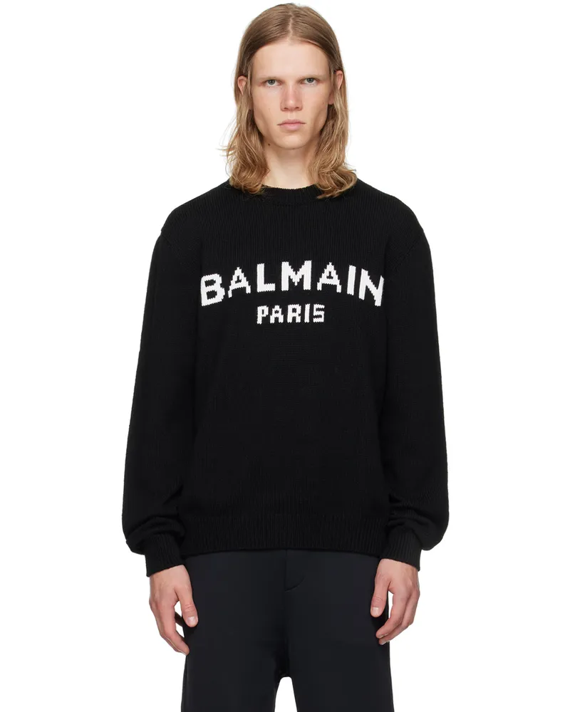 Balmain Black Wool 'Balmain Paris' Sweater Eab