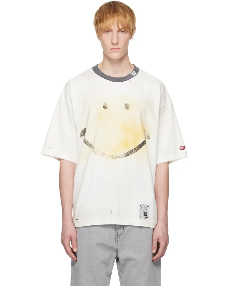 MIHARAYASUHIRO White Smiley Face Printed T-shirt White