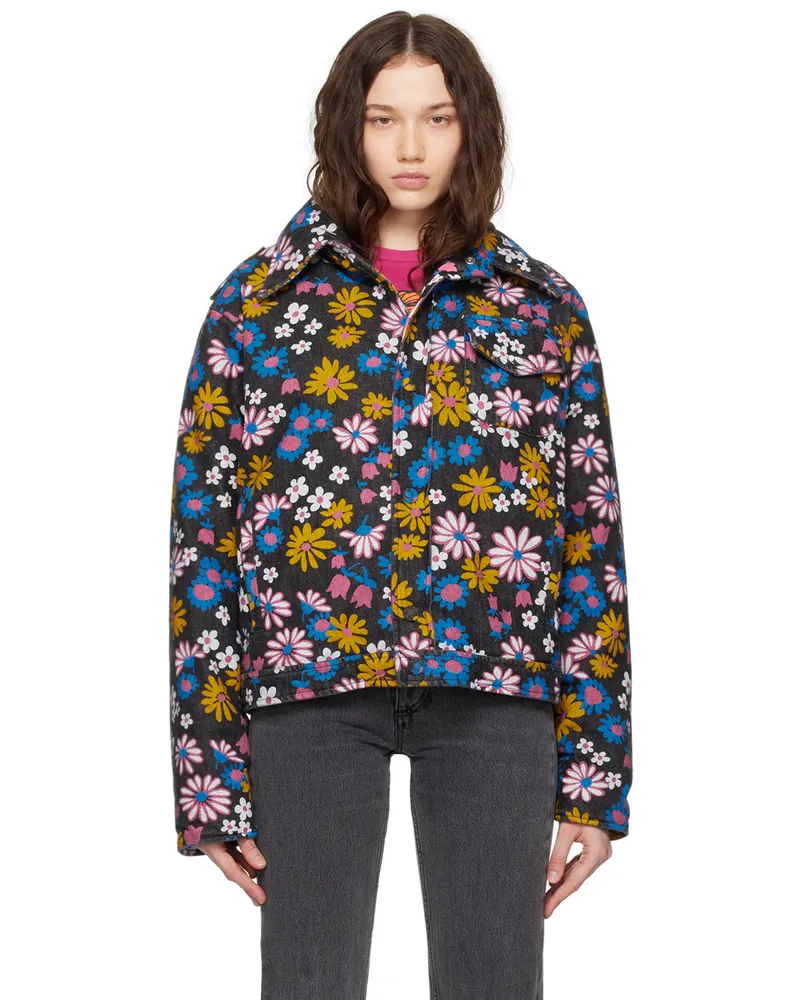 ERL Black Floral Denim Jacket 1