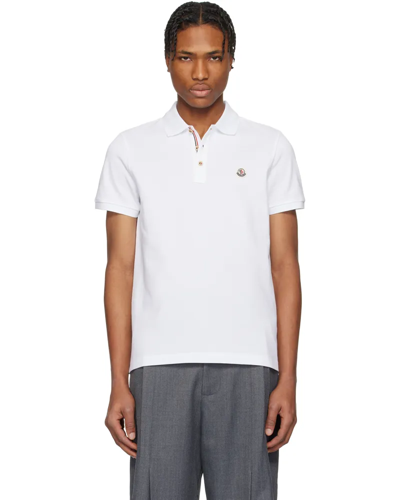 Moncler White Logo Patch Cotton Polo 1