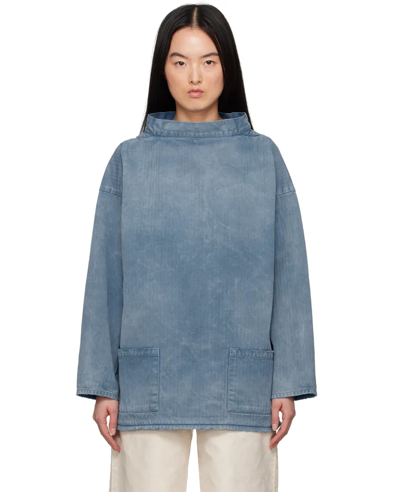 Maison Margiela Blue Raw Edge Blouse 961