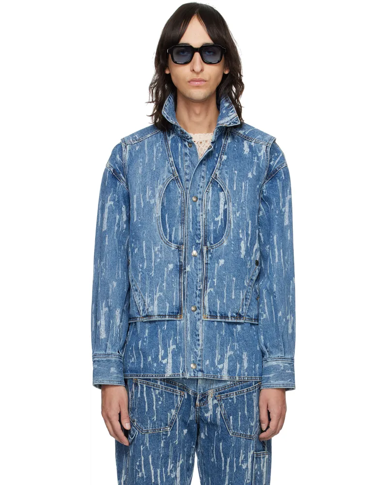 Andersson Bell Blue Layered Denim Jacket Blue