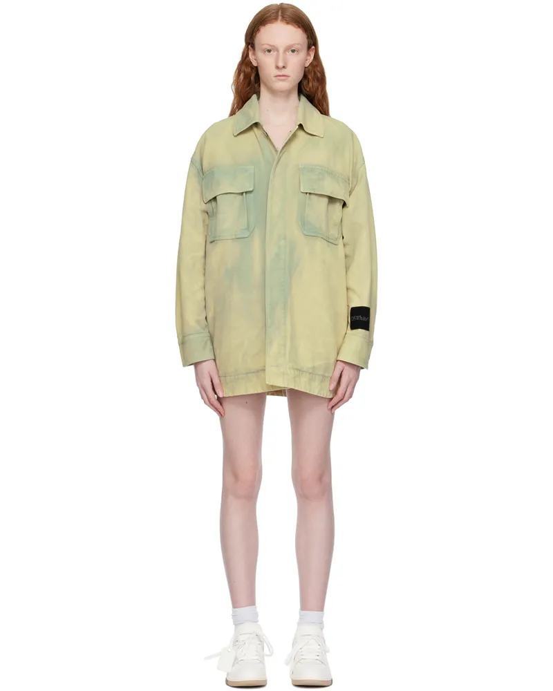 OFF-WHITE Green Garment-Dyed Minidress Beige