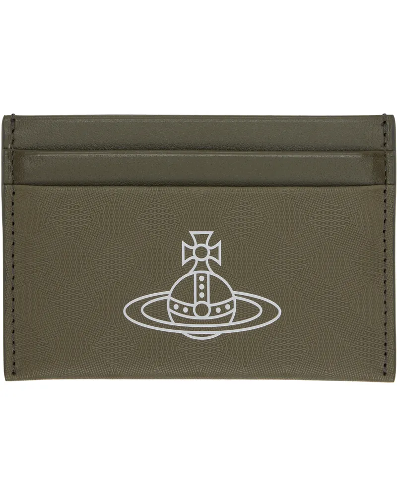 Vivienne Westwood Green Check Embossed Leather Card Holder Ss25-m408