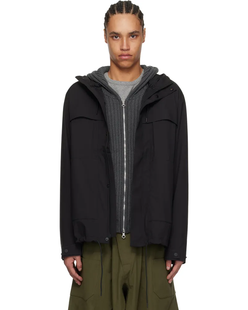 RAINS Black Suva Hardshell Cargo Rain Jacket Black