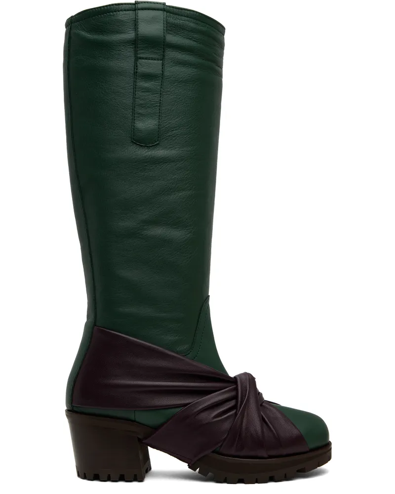 KIKO KOSTADINOV Green & Purple Knotted Riding Boots Wood