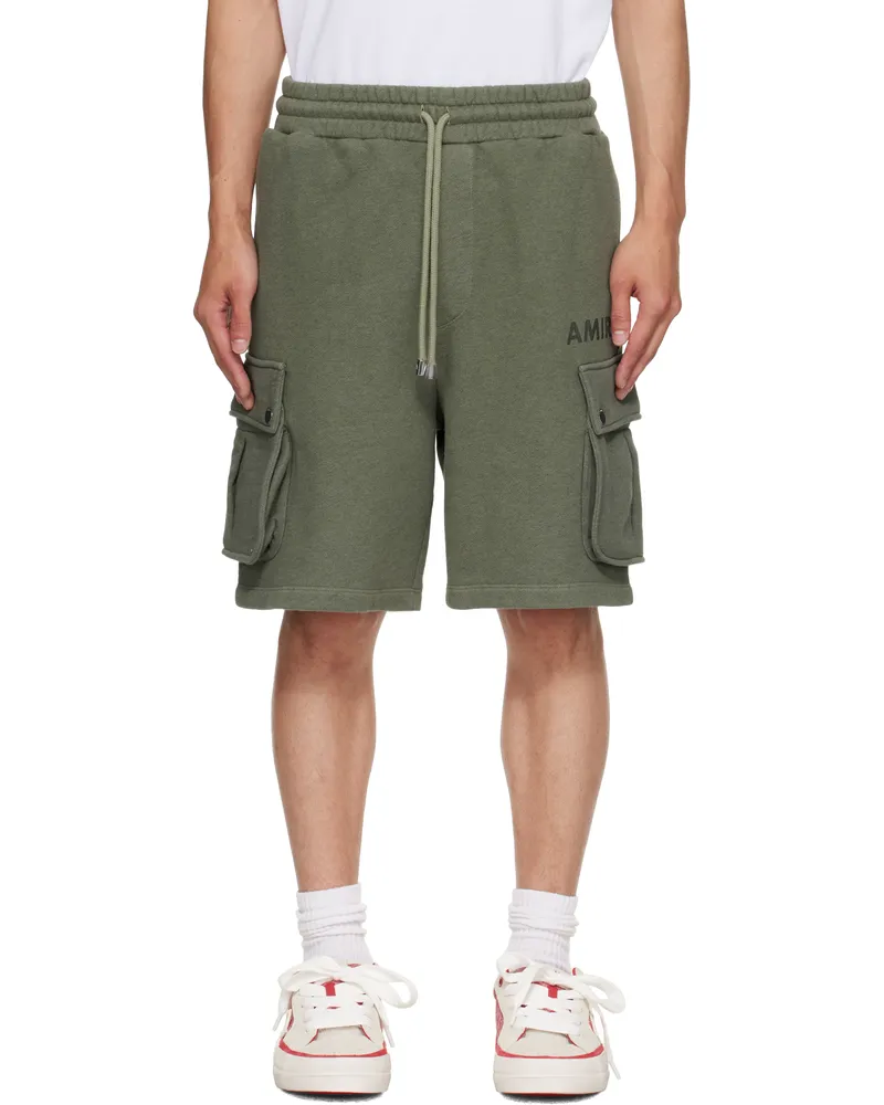 Amiri Khaki 'AMIRI' Stencil Cargo Shorts Olive