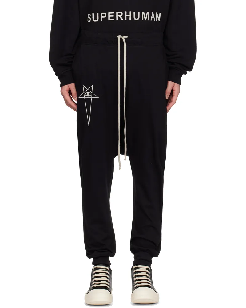 Rick Owens Black Champion Edition Prisoner Drawstring Sweatpants 09
