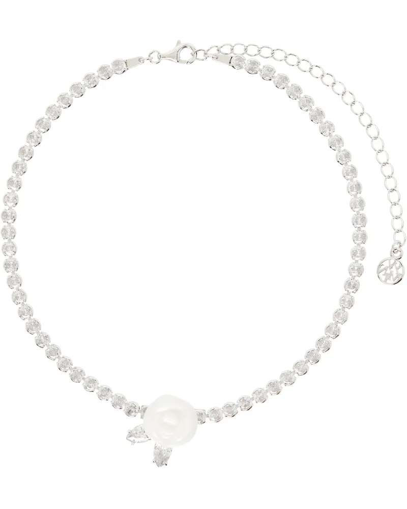 SHUSHU/TONG Silver YVMIN Edition Ceramic Rose Choker White