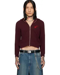 LU'U DAN Burgundy Shrunken Hoodie Oxblood