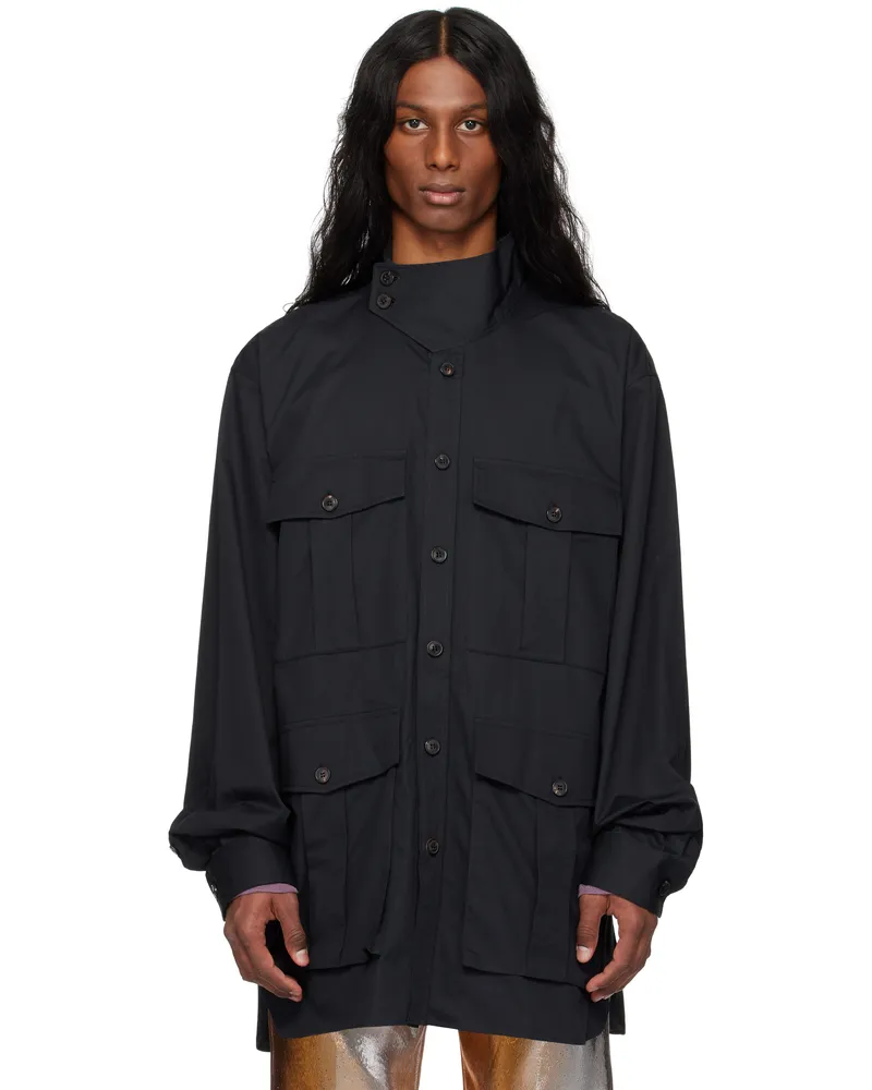 Dries van Noten Black Twill Overshirt 900