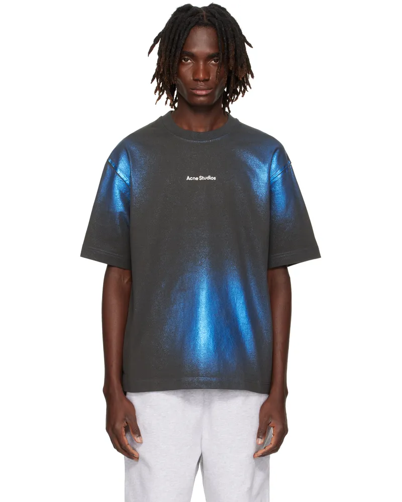 Acne Studios Khaki & Blue Logo T-shirt Dm1