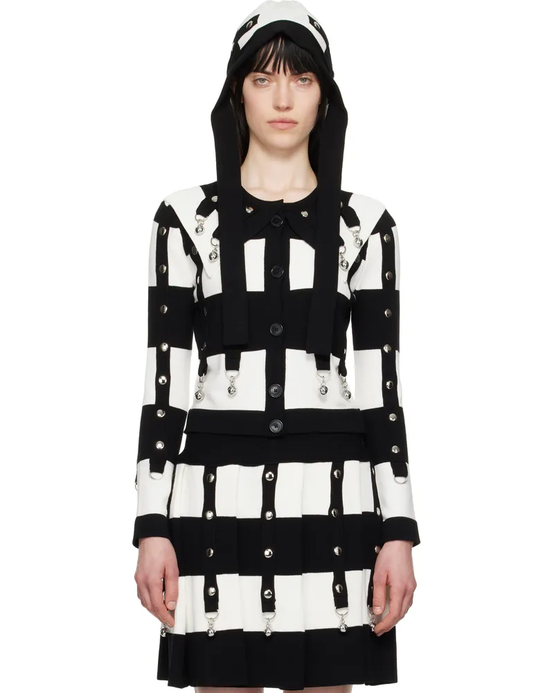 CHOPOVA LOWENA Black & White Kip Cardigan Black