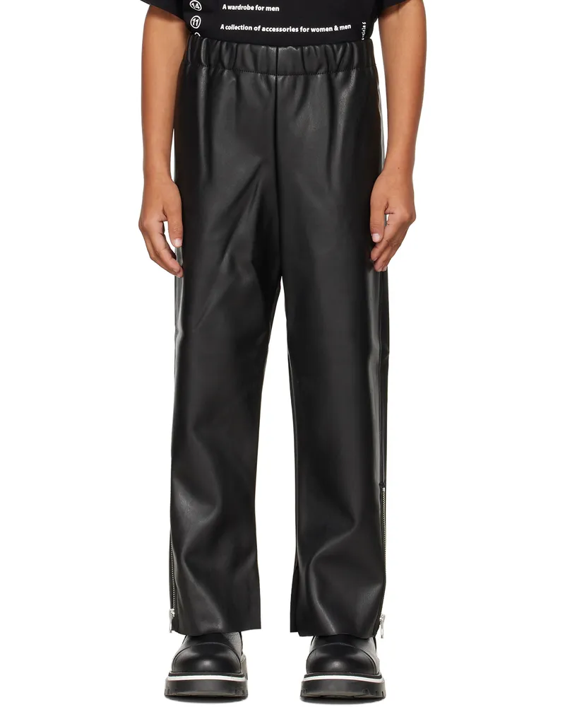 Maison Margiela Kids Black Faux-Leather Trousers M6900
