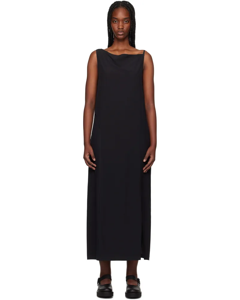 Y-3 Black Slit Maxi Dress Black