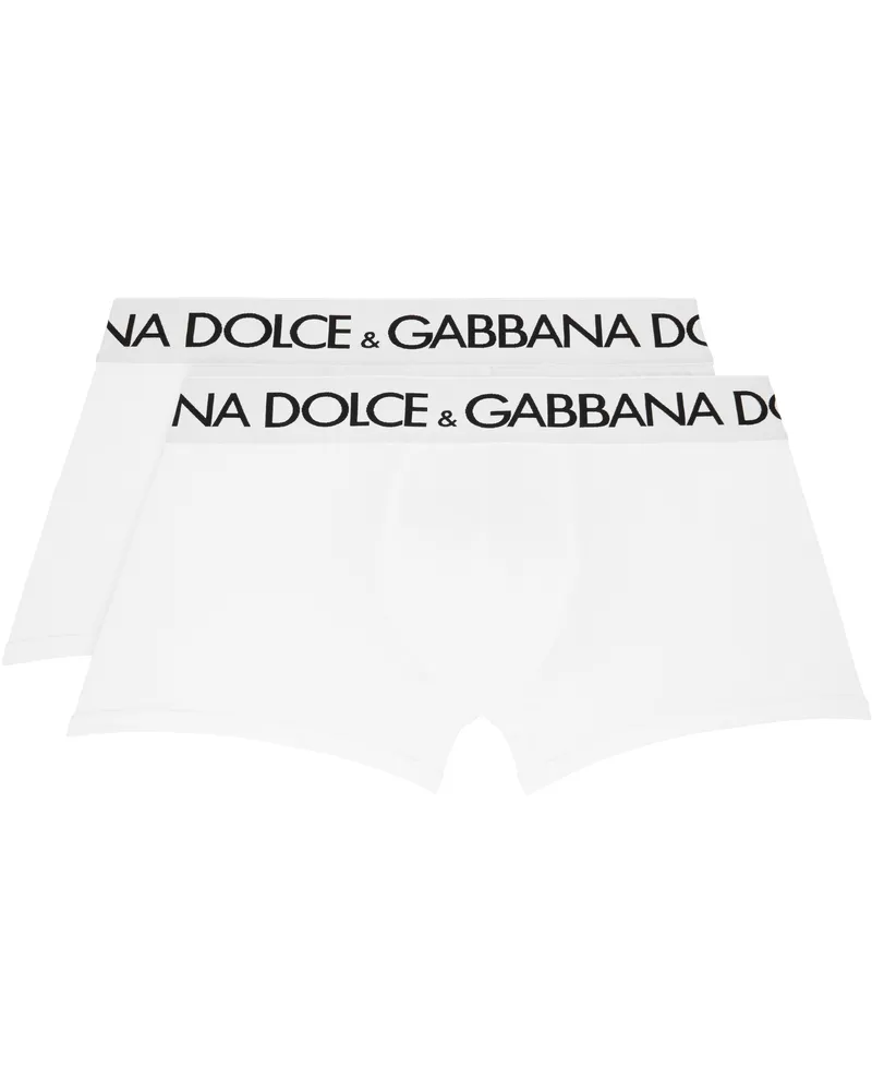 Dolce & Gabbana Two-Pack White Cotton Jersey Boxers Bianco