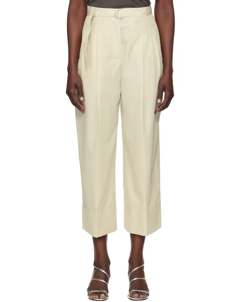 3.1 phillip lim Off-White Double Pleat Wide Cropped Trousers Stone