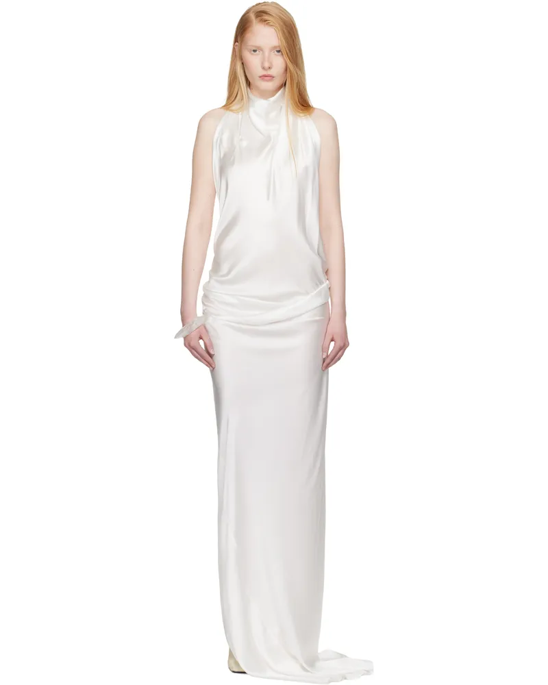 AARON ESH SSENSE Exclusive Bridal Capsule Halter Evening Midi Dress White