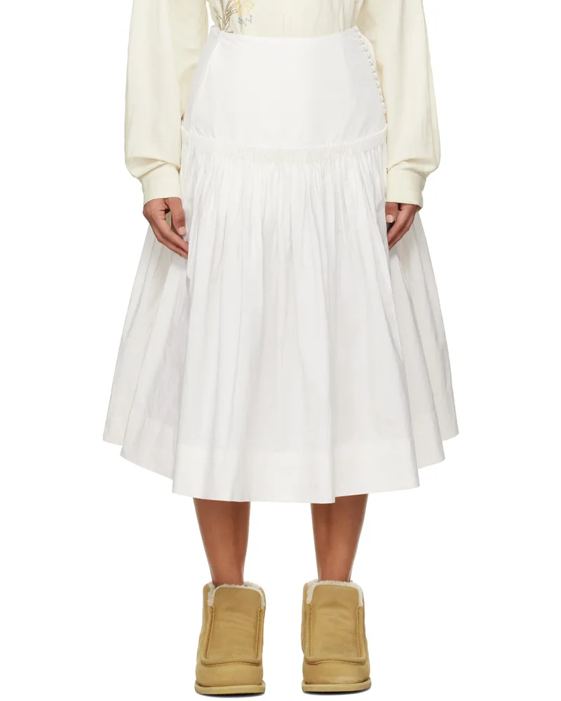 STORY mfg. White Cardamine Midi Skirt Ecru