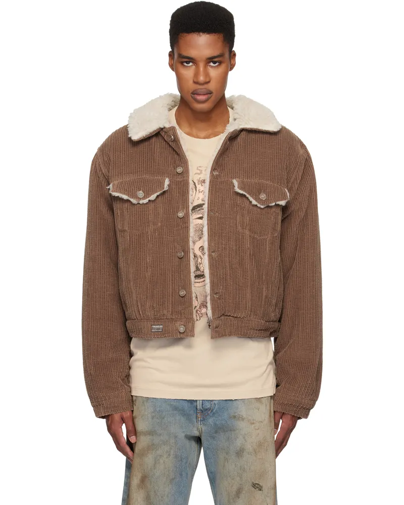 ERL Brown Sherpa Corduroy Trucker Jacket Brown