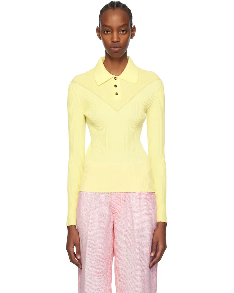 Bottega Veneta Yellow Paneled Polo 7077-pineapple-chalk