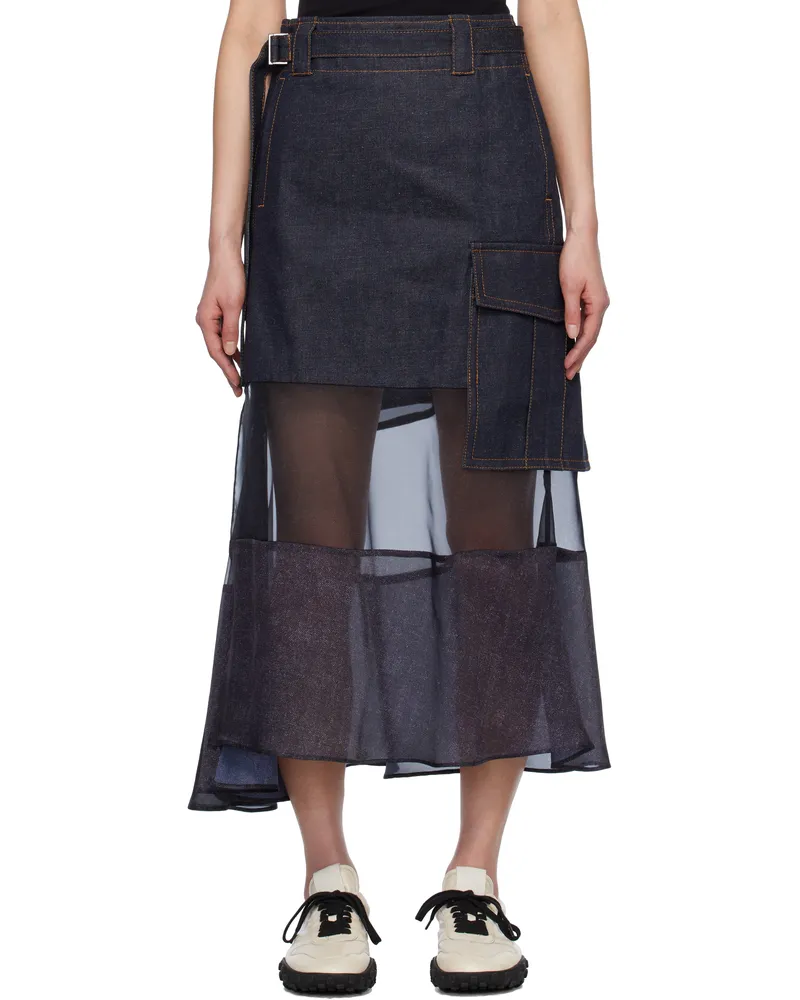 Sacai Indigo Mix Denim Maxi Skirt 499