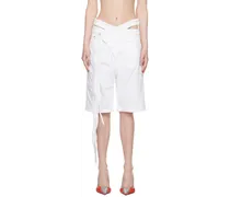 White Asymmetrical Denim Shorts